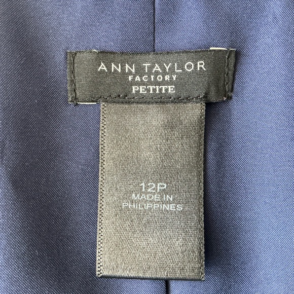 Ann Taylor Preppy Blazer 12 Petite • Navy Blue White • Career Workwear Jacket - Picture 10 of 13